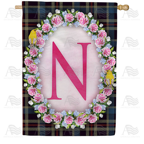 Burst Of Pink Monogram Double Sided House Flag
