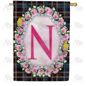 Burst Of Pink Monogram Double Sided House Flag