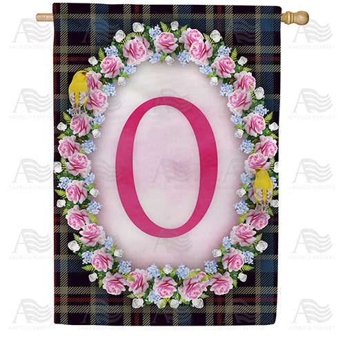 Burst Of Pink Monogram Double Sided House Flag