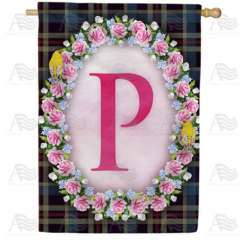 Burst Of Pink Monogram Double Sided House Flag