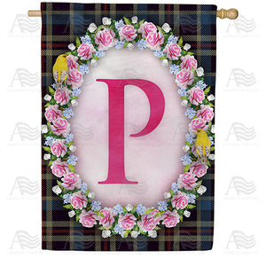 Burst Of Pink Monogram Double Sided House Flag