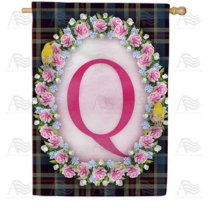 Burst Of Pink Monogram Double Sided House Flag
