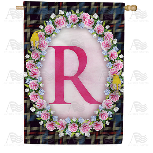 Burst Of Pink Monogram Double Sided House Flag