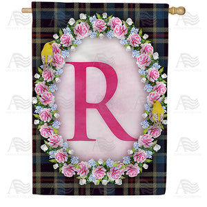Burst Of Pink Monogram Double Sided House Flag