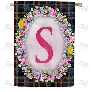 Burst Of Pink Monogram Double Sided House Flag