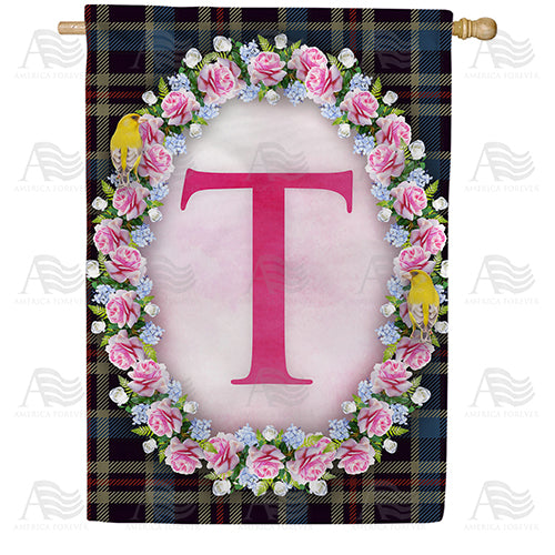 Burst Of Pink Monogram Double Sided House Flag