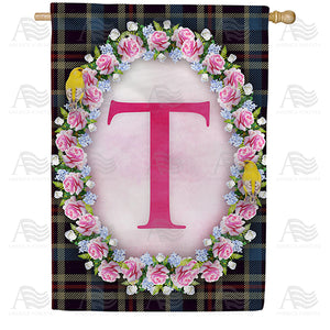 Burst Of Pink Monogram Double Sided House Flag