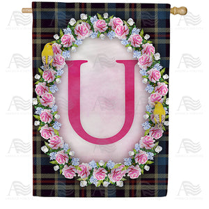 Burst Of Pink Monogram Double Sided House Flag