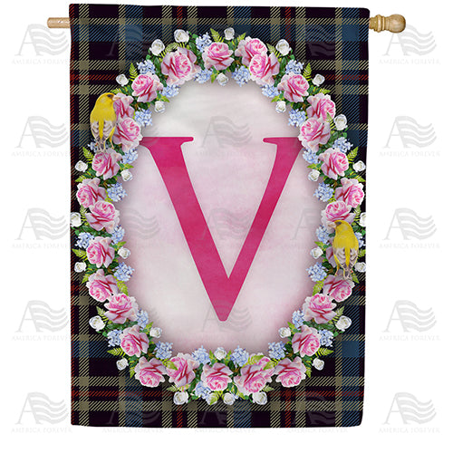 Burst Of Pink Monogram Double Sided House Flag