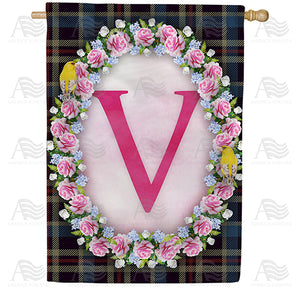 Burst Of Pink Monogram Double Sided House Flag