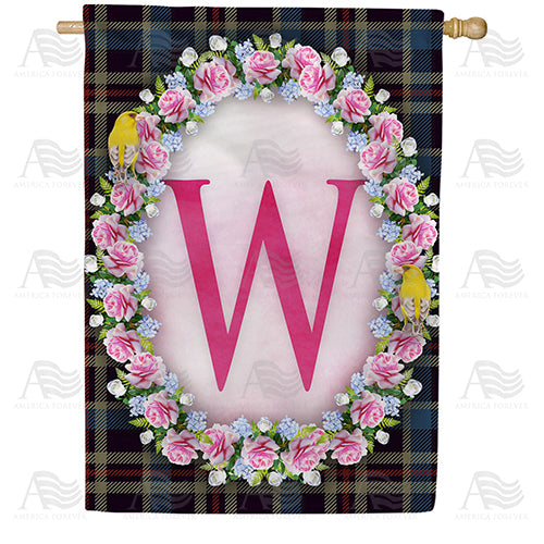 Burst Of Pink Monogram Double Sided House Flag