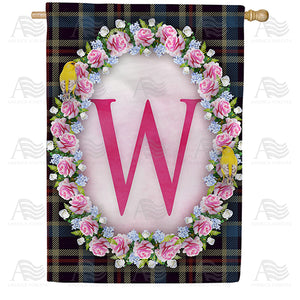 Burst Of Pink Monogram Double Sided House Flag