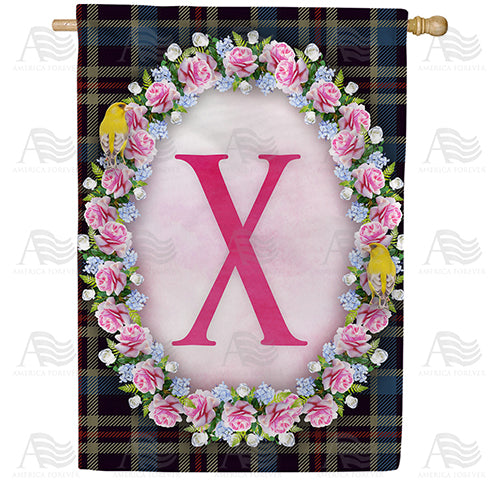 Burst Of Pink Monogram Double Sided House Flag
