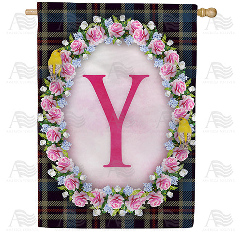 Burst Of Pink Monogram Double Sided House Flag