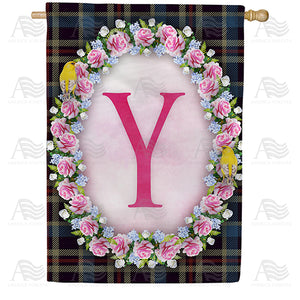 Burst Of Pink Monogram Double Sided House Flag