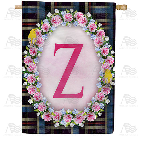 Burst Of Pink Monogram Double Sided House Flag