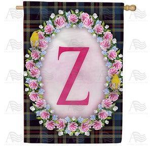 Burst Of Pink Monogram Double Sided House Flag