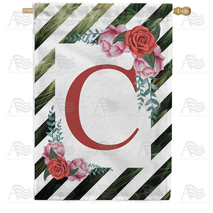 White Lattice Monogram Double Sided House Flag