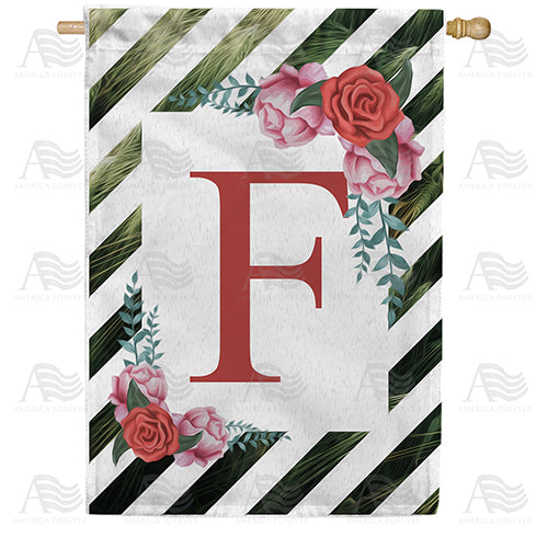 White Lattice Monogram Double Sided House Flag