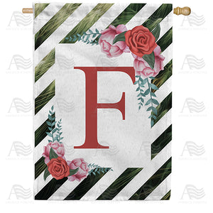 White Lattice Monogram Double Sided House Flag