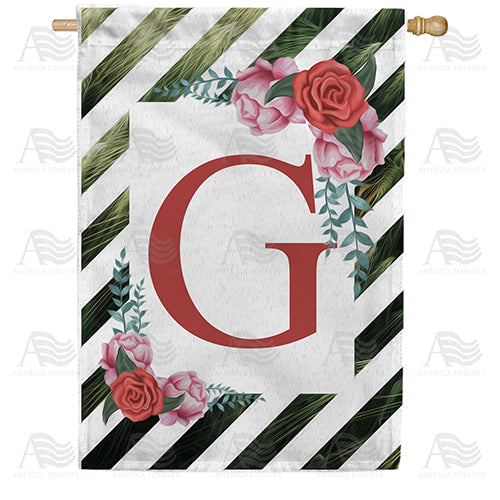 White Lattice Monogram Double Sided House Flag