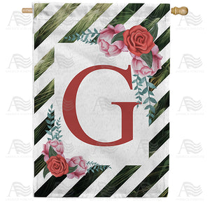 White Lattice Monogram Double Sided House Flag