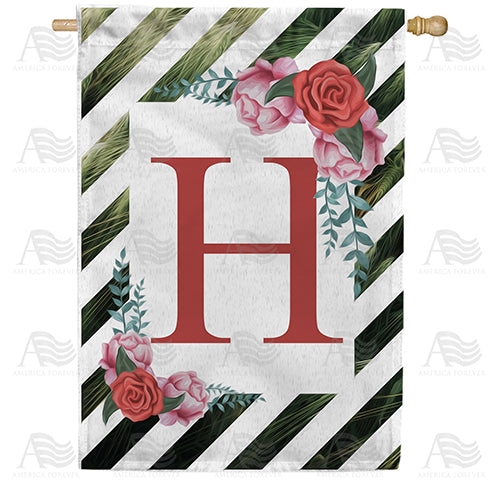 White Lattice Monogram Double Sided House Flag
