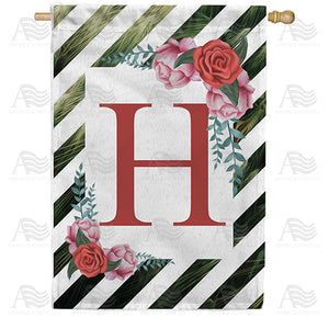 White Lattice Monogram Double Sided House Flag