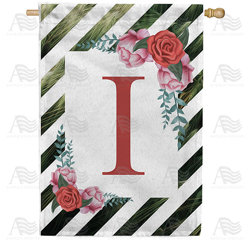 White Lattice Monogram Double Sided House Flag