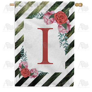 White Lattice Monogram Double Sided House Flag
