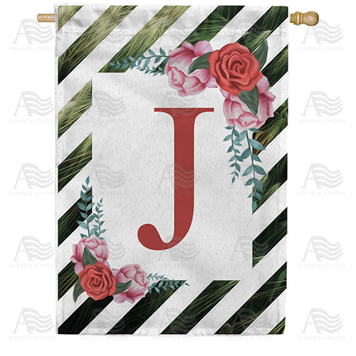White Lattice Monogram Double Sided House Flag