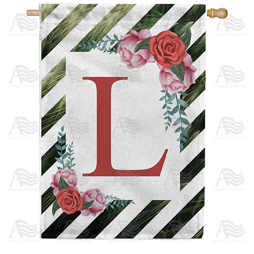 White Lattice Monogram Double Sided House Flag
