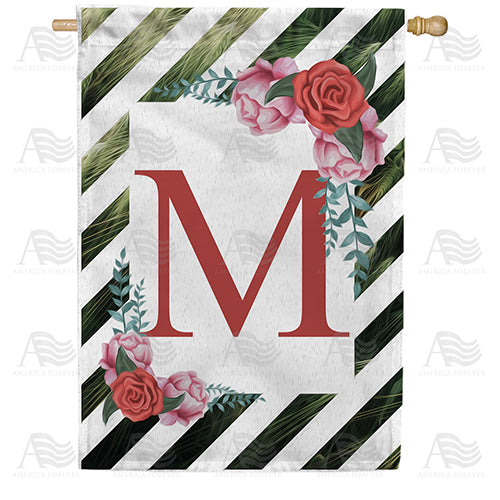 White Lattice Monogram Double Sided House Flag