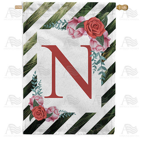 White Lattice Monogram Double Sided House Flag