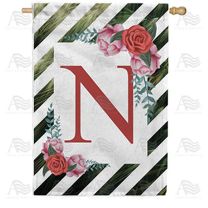 White Lattice Monogram Double Sided House Flag