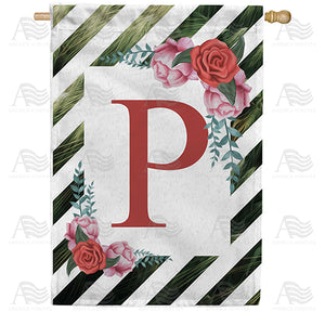 White Lattice Monogram Double Sided House Flag