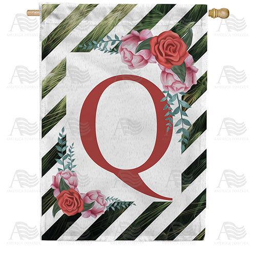 White Lattice Monogram Double Sided House Flag