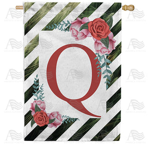 White Lattice Monogram Double Sided House Flag