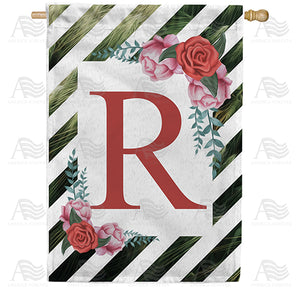 White Lattice Monogram Double Sided House Flag