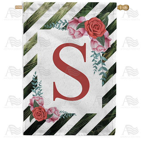 White Lattice Monogram Double Sided House Flag