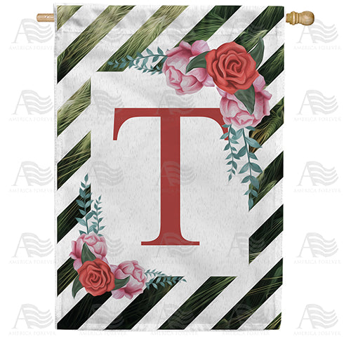 White Lattice Monogram Double Sided House Flag