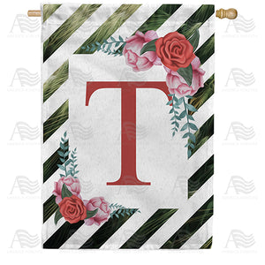 White Lattice Monogram Double Sided House Flag