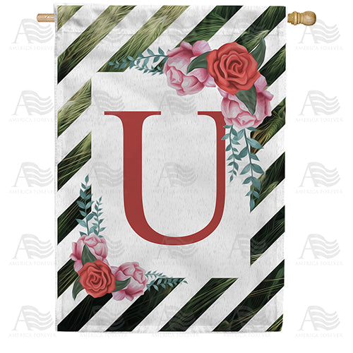 White Lattice Monogram Double Sided House Flag