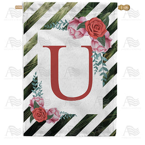 White Lattice Monogram Double Sided House Flag