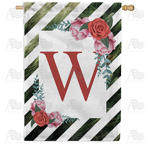 White Lattice Monogram Double Sided House Flag