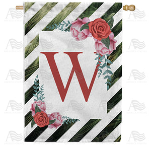White Lattice Monogram Double Sided House Flag