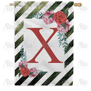 White Lattice Monogram Double Sided House Flag