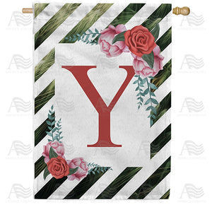 White Lattice Monogram Double Sided House Flag