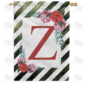 White Lattice Monogram Double Sided House Flag