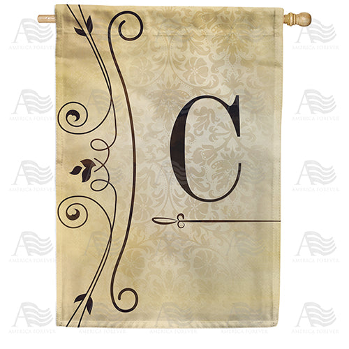 Fancy Scroll Monogram Double Sided House Flag